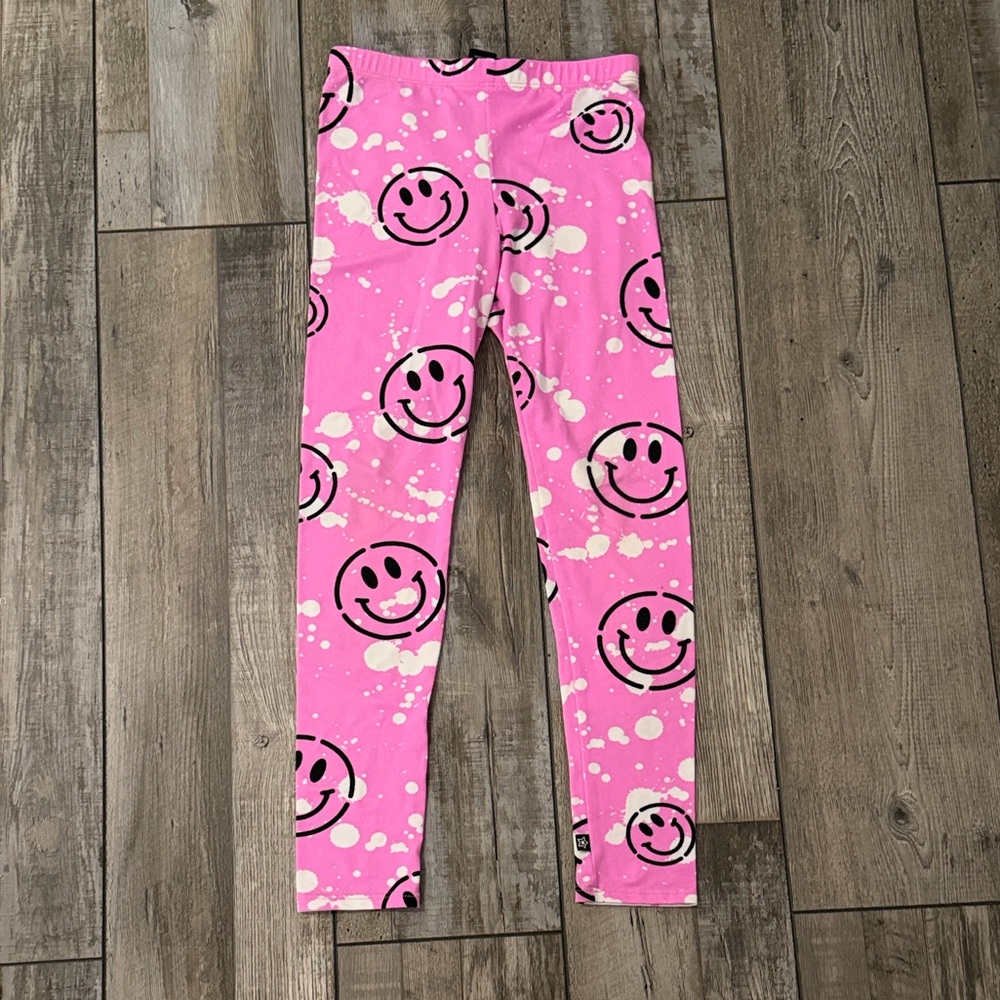 PixieLane Girls Pink Smiley Face Leggings